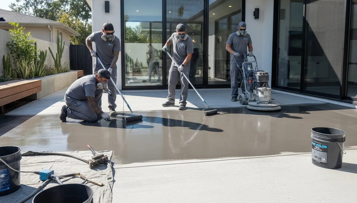 Professional concrete staining for patios and driveways in Las Vegas, NV by Desert-Tough Finishes