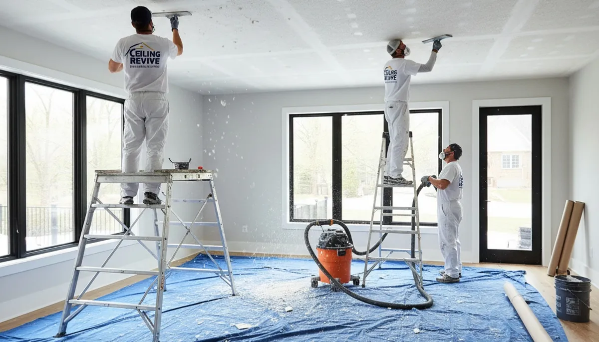 Professional popcorn ceiling removal in Las Vegas NV home by expert painting contractors