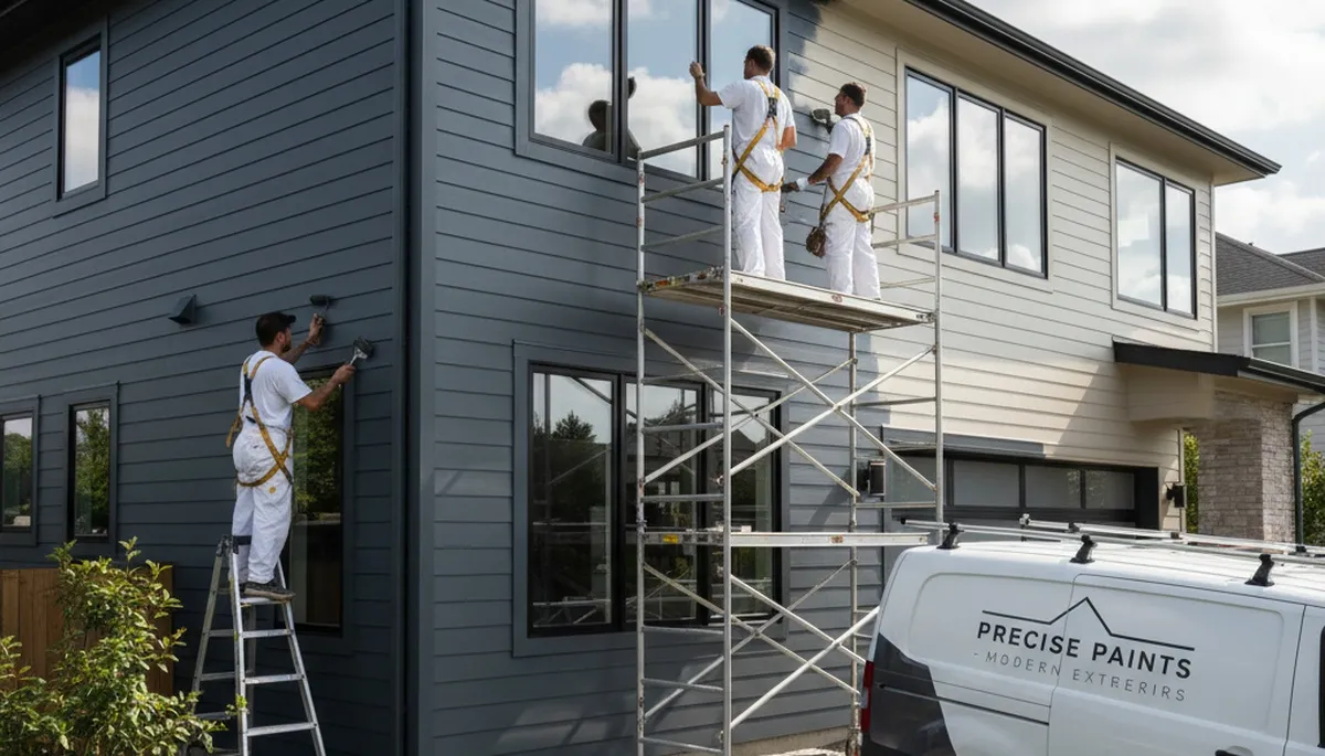 Professional siding painting in Las Vegas NV restoring home exterior with UV‑resistant desert coatings